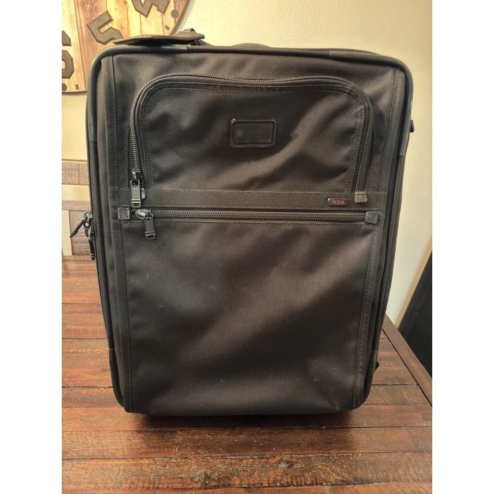 Tumi Alpha Black Ballistic Nylon 2-Wheeled Rolling Carry-On Suitcase Luggage